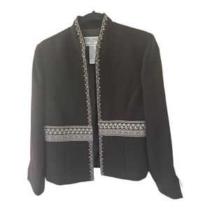 Jessica Howard Blazer Jacket Women P8 Brown Embroidered Open Career